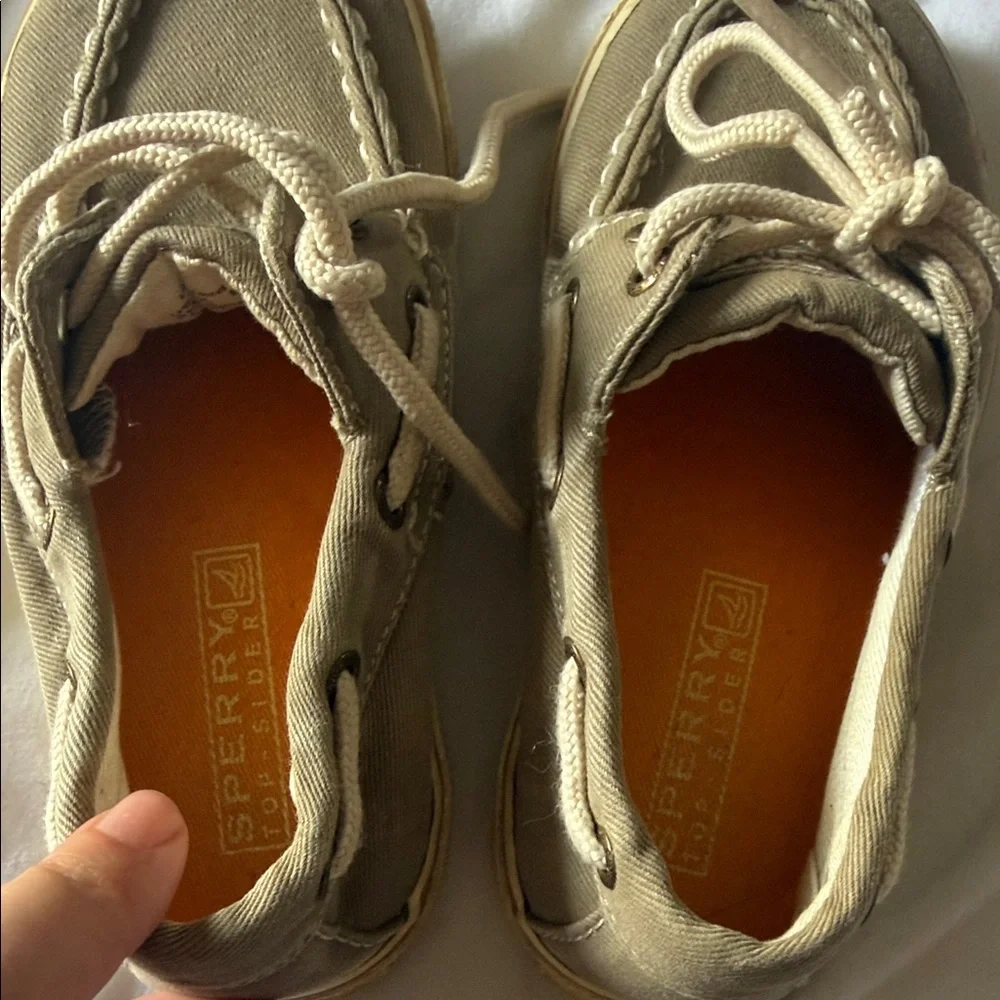 Sperry Kids Tan Canvas Moccasin Boat Shoes